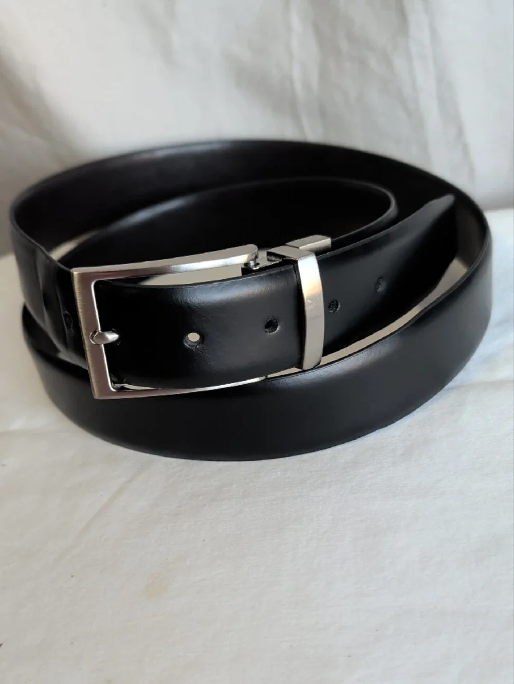 Men's Calvin Klein Black Leather Belt with Silver Buckle Career And Casual Wear